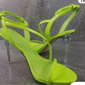 Vibrant Lime Green Strappy Heels, in bag.​